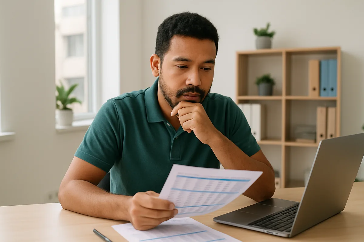 Planilhas de ponto desorganizadas sobre a mesa de trabalho